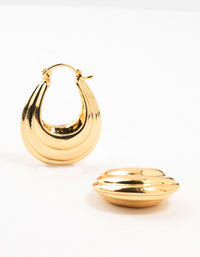 Gold Plated Ribbed Chunky Hoop Earrings - link has visual effect only