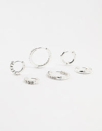 Silver Plated Diamante Huggie Earrings 3-Pack - link has visual effect only