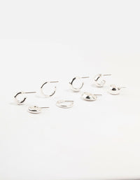 Silver Plated Mixed Hoop Earrings 4-Pack - link has visual effect only