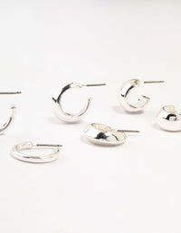 Silver Plated Mixed Hoop Earrings 4-Pack - link has visual effect only