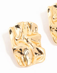 Gold Plated Molten Rectangle Stud Earrings - link has visual effect only