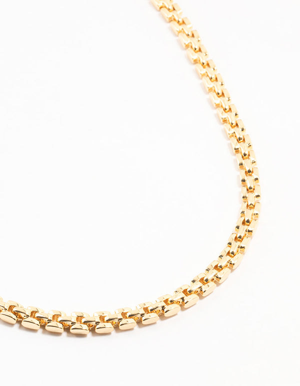 Gold Plated Watch Chain Necklace