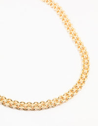 Gold Plated Weave Flat Chain Necklace - link has visual effect only