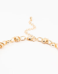 Gold Plated Knotted Circle Link Necklace - link has visual effect only