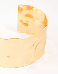 Gold Plated Hammered Wide Wrist Cuff - link has visual effect only