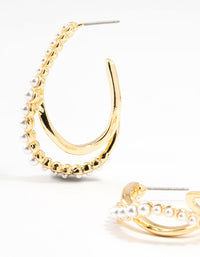 Gold Plated Pearl Weave Hoop Earrings - link has visual effect only