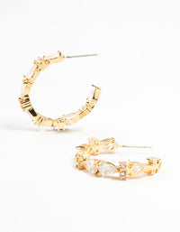 Gold Plated Pear Cut Cubic Zirconia Hoop Earrings - link has visual effect only