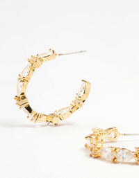 Gold Plated Pear Cut Cubic Zirconia Hoop Earrings - link has visual effect only