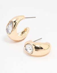 Gold Drop With Pear Diamante Hoop Earrings - link has visual effect only