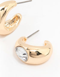 Gold Drop With Pear Diamante Hoop Earrings - link has visual effect only