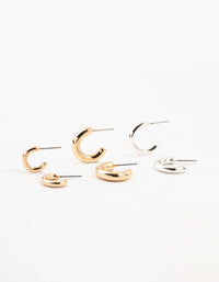 Mixed Metals Chunky Huggie Hoop Earrings - link has visual effect only