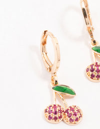 Cherry Gold Cubic Zirconia Huggie Earrings - link has visual effect only