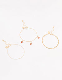 Gold Pearl & Cherry Anklets 3-Pack - link has visual effect only