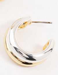 Mixed Metals Large Chunky Hoop Earrings - link has visual effect only