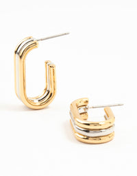 Mixed Metals Silver & Gold Plated Oval Hoop Earrings - link has visual effect only