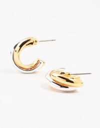 Mixed Metals Cross Hoop Stud Earrings - link has visual effect only