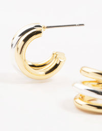 Mixed Metals Mini Claw Hoop Earrings - link has visual effect only