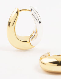 Mixed Metals Chunky Oval Hoop Earrings - link has visual effect only