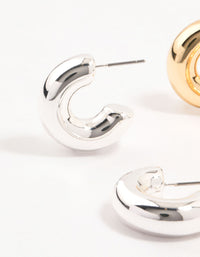 Mixed Metals Chubby Hoop Earrings 2-Pack - link has visual effect only