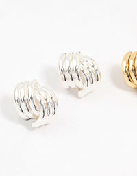 Mixed Metals Knotted Stud Earrings 2-Pack - link has visual effect only