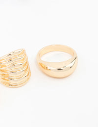 Gold Ribbed Rings 3-Pack - link has visual effect only