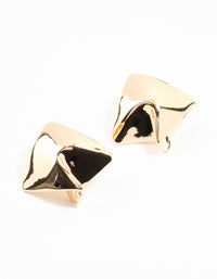 Gold Textured Square Stud Earrings - link has visual effect only