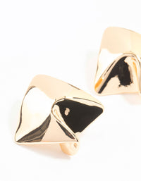 Gold Textured Square Stud Earrings - link has visual effect only