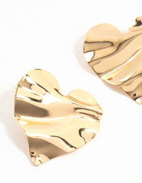 Molten Gold Heart Stud Earrings - link has visual effect only