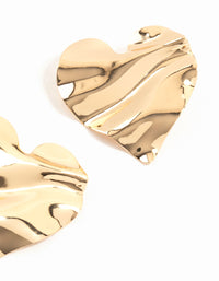 Molten Gold Heart Stud Earrings - link has visual effect only