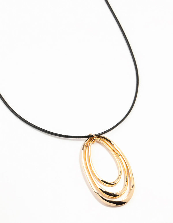 Cord Layered Oval Good Station Necklace