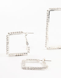 Silver Diamante Square Hoop Earrings 3-Pack - link has visual effect only