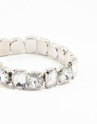 Rhodium Diamante Cluster Stretch Bracelet - link has visual effect only