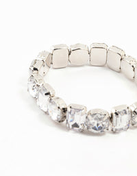 Rhodium Diamante Cluster Stretch Bracelet - link has visual effect only