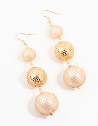 Gold Fishnet Ball Drop Earrings - link has visual effect only