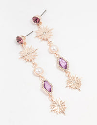 Rose Gold Mixed Pink Celestial Drop Earrings - link has visual effect only