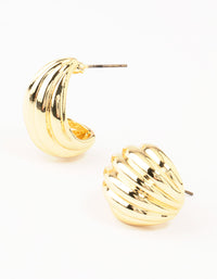 Gold Plated Brass Ribbed Hoop Earrings - link has visual effect only