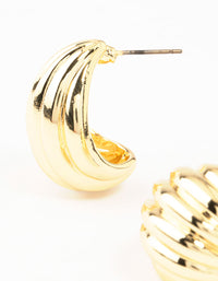 Gold Plated Brass Ribbed Hoop Earrings - link has visual effect only