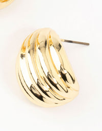 Gold Plated Brass Ribbed Hoop Earrings - link has visual effect only