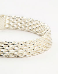 Silver Plated Brass  Skinny Mesh Link Bracelet - link has visual effect only