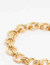 Gold Plated Brass Nautical Link T Bar Bracelet - link has visual effect only