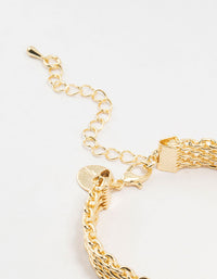 Gold Plated Brass Skinny Mesh Link Bracelet - link has visual effect only