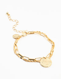 Gold Plated Brass Double Layered Mini Coin Bracelet - link has visual effect only