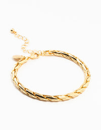 Gold Plated Brass Cylinder Long Link Bracelet - link has visual effect only