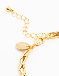 Gold Plated Brass Cylinder Long Link Bracelet - link has visual effect only