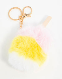 Yellow, Pink & White Ice Cream Keychain - link has visual effect only