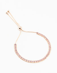 Rose Gold Mini Ball Purple Cubic Zirconia Toggle Bracelet - link has visual effect only