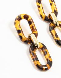 Acrylic Tortoiseshell Link Drop Earrings - link has visual effect only