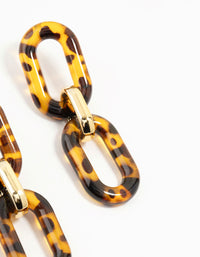 Acrylic Tortoiseshell Link Drop Earrings - link has visual effect only