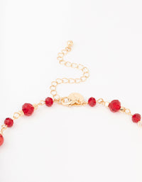 Gold Long Red Stone Mixed Beads Necklace - link has visual effect only