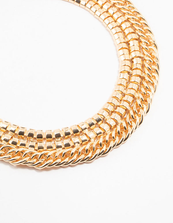 Gold Multiple Chains Chunky Necklace